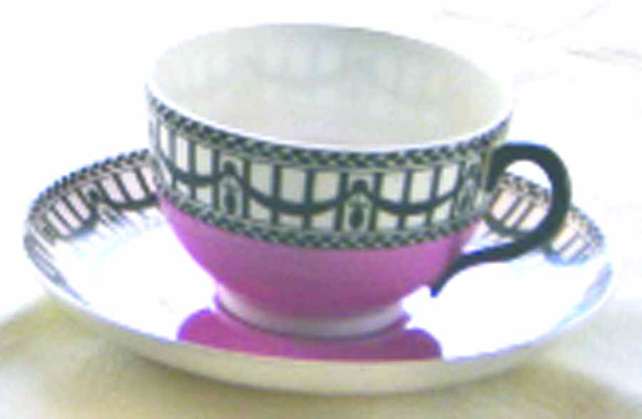 C907-Pink Flat Cup & Saucer Set by Royal Worcester-1