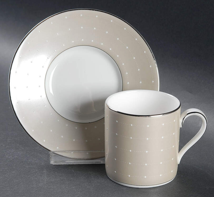 Etoile Platinum Espresso Cup and Saucer Set by Royal Doulton-1