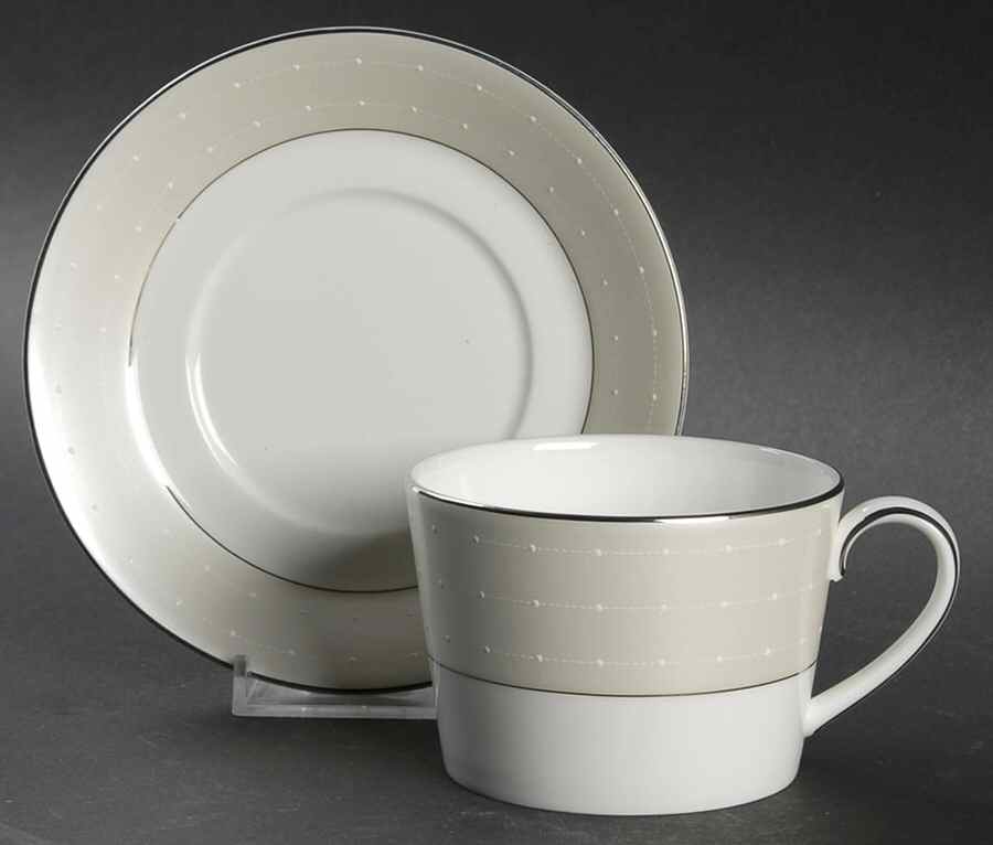 Etoile Platinum Flat Cup & Saucer Set by Royal Doulton-1