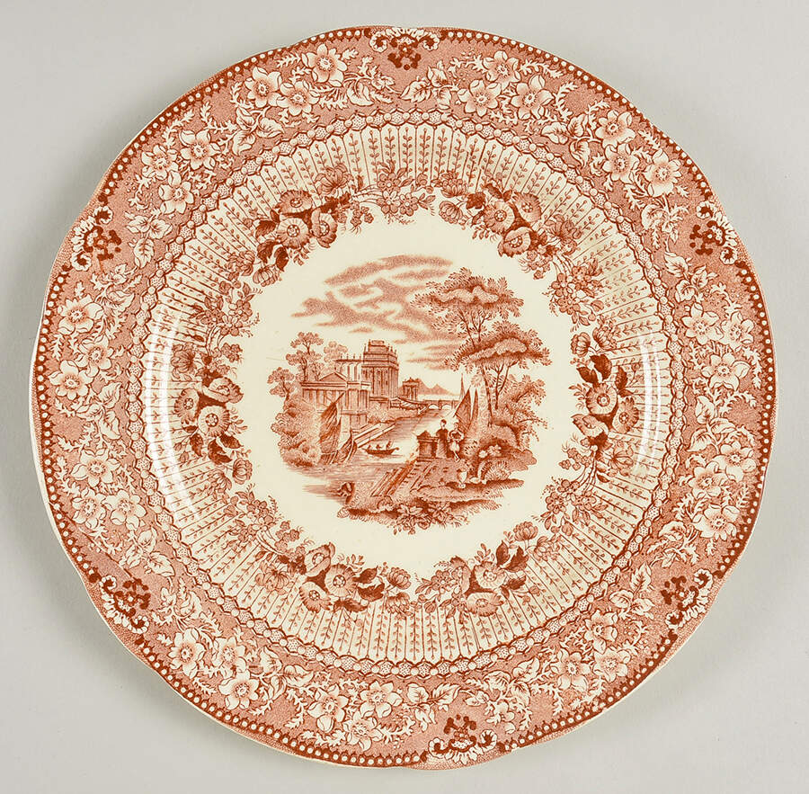 Grecian Red Luncheon Plate by Ridgway (Ridgways)-1