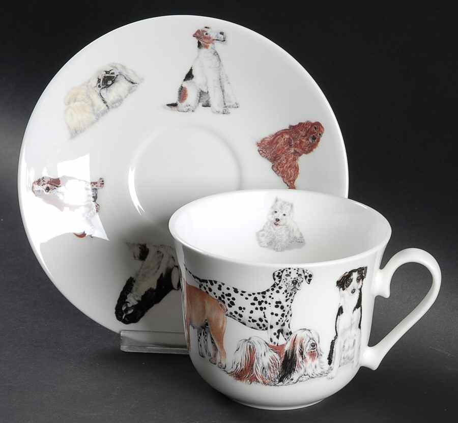 Dogs Galore Breakfast Cup & Saucer Set by Roy Kirkham-1