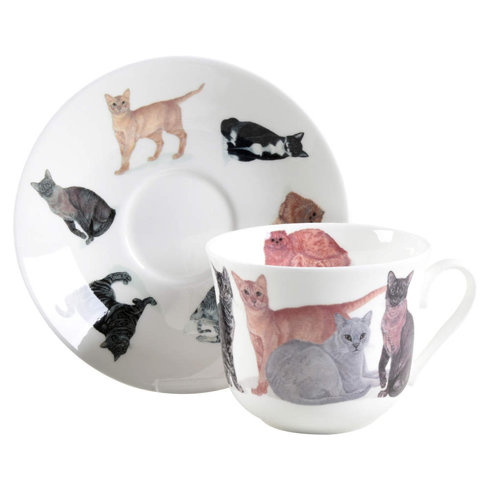 Cats Galore Breakfast Cup & Saucer Set by Roy Kirkham-1