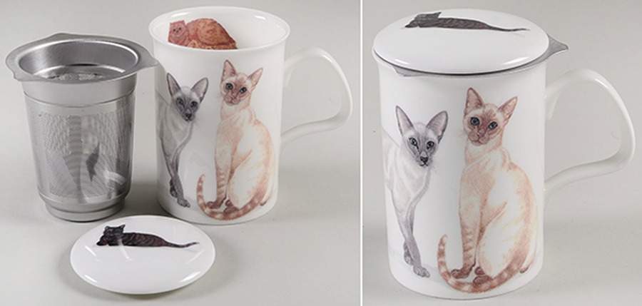 Cats Galore Lancaster Mug & Lid with Metal Infuser by Roy Kirkham-1