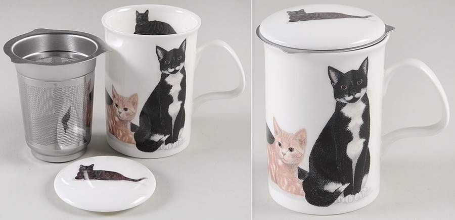 Cats Galore Lancaster Mug & Lid with Metal Infuser by Roy Kirkham-1