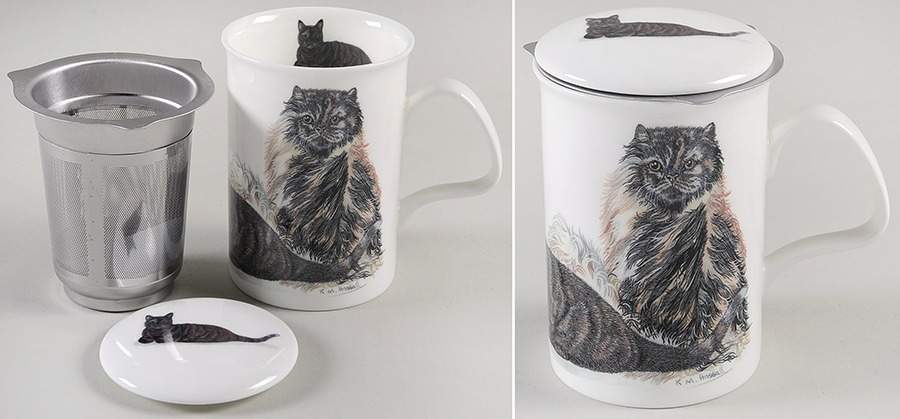Cats Galore Lancaster Mug & Lid with Metal Infuser by Roy Kirkham-1