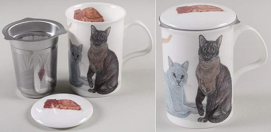 Cats Galore Lancaster Mug & Lid with Metal Infuser by Roy Kirkham-1