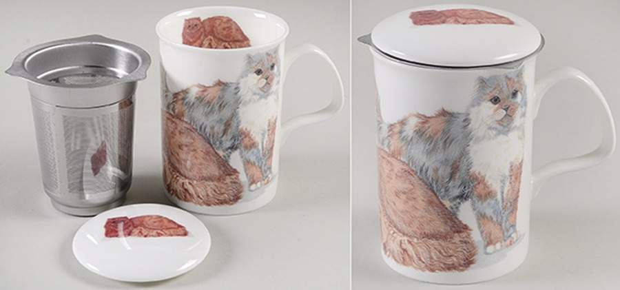 Cats Galore Lancaster Mug & Lid with Metal Infuser by Roy Kirkham-1
