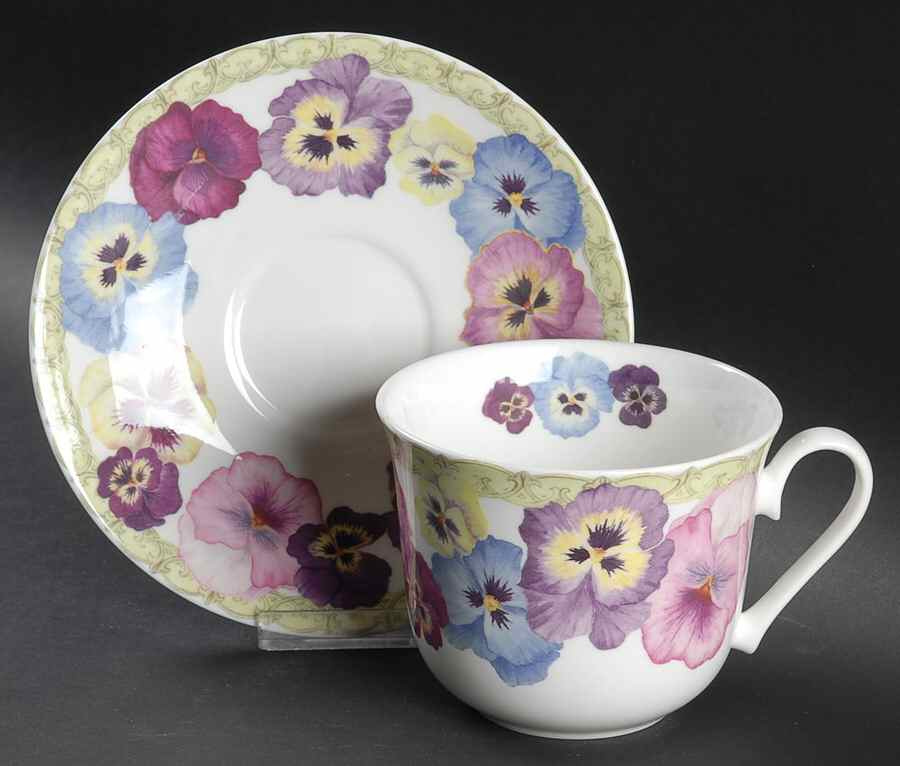 Pansy Breakfast Cup & Saucer Set by Roy Kirkham-1