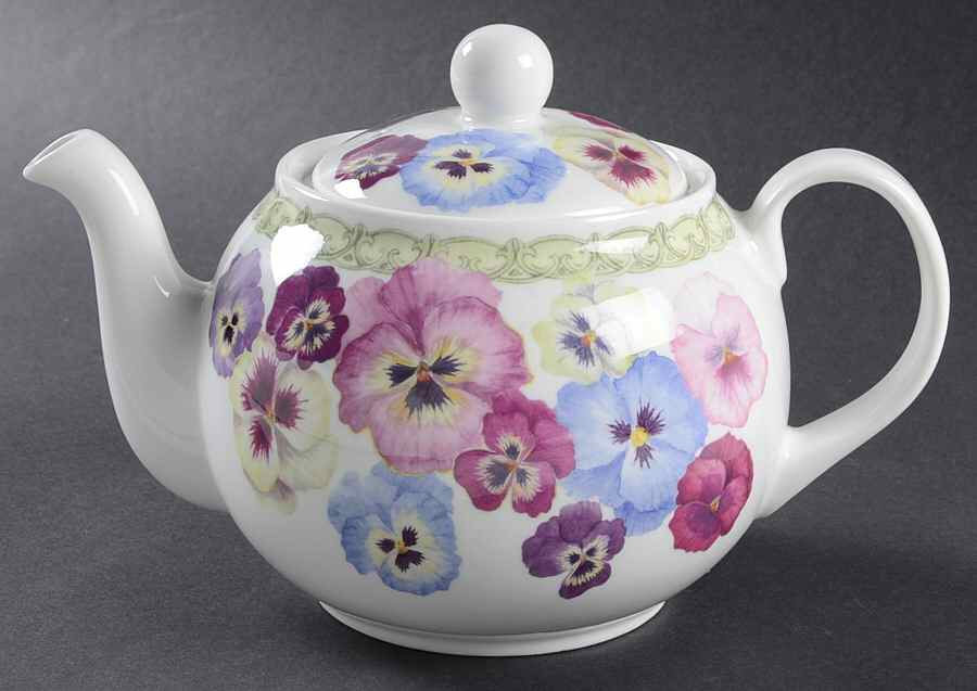 Pansy Teapot & Lid by Roy Kirkham-1