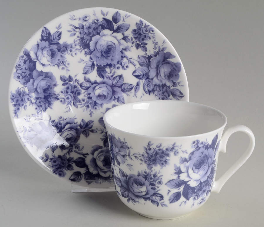English Chintz Breakfast Cup & Saucer Set by Roy Kirkham-1