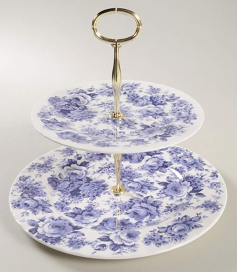 English Chintz 2 Tiered Serving Tray (Dinner & Salad Plate) by Roy Kirkham-1