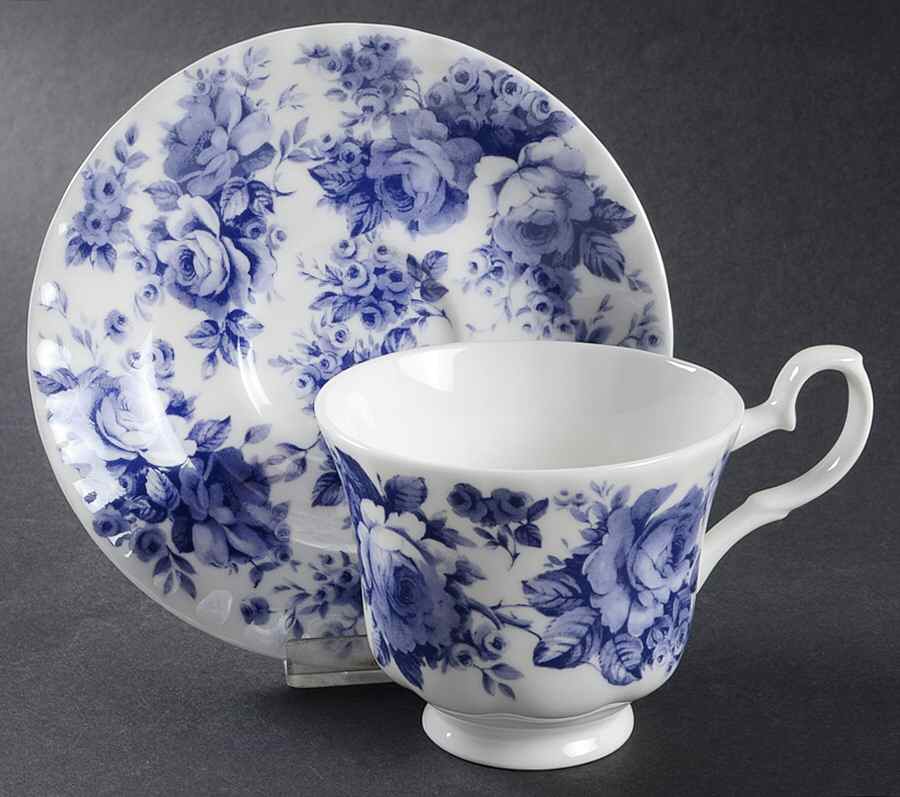 English Chintz Footed Cup & Saucer Set by Roy Kirkham-1
