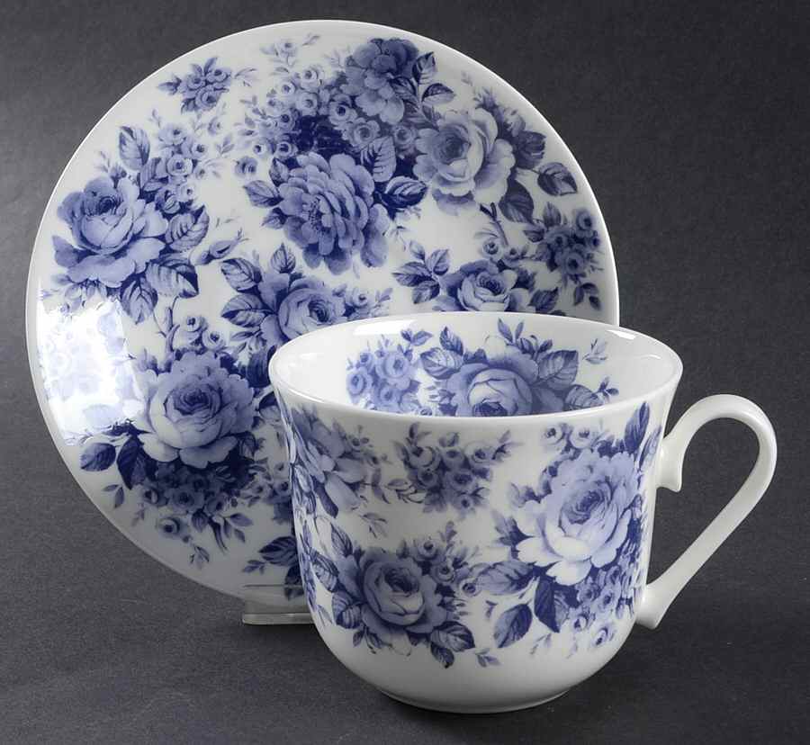 English Chintz Breakfast Cup & Saucer Set by Roy Kirkham-1