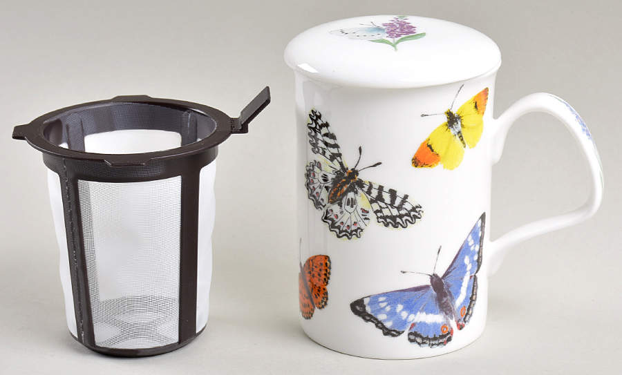 Butterfly Garden Lancaster Mug & Lid w/Plastic Infuser by Roy Kirkham-1