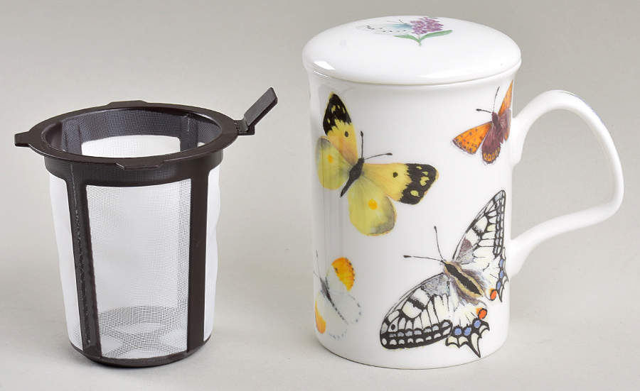 Butterfly Garden Lancaster Mug & Lid w/Plastic Infuser by Roy Kirkham-1