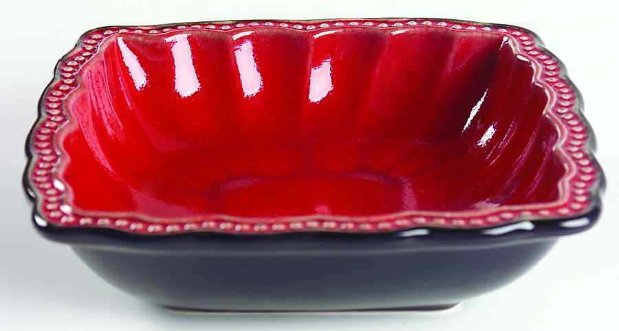 Hobnail Red (Square) Rim Soup Bowl by Roscher & Co-1