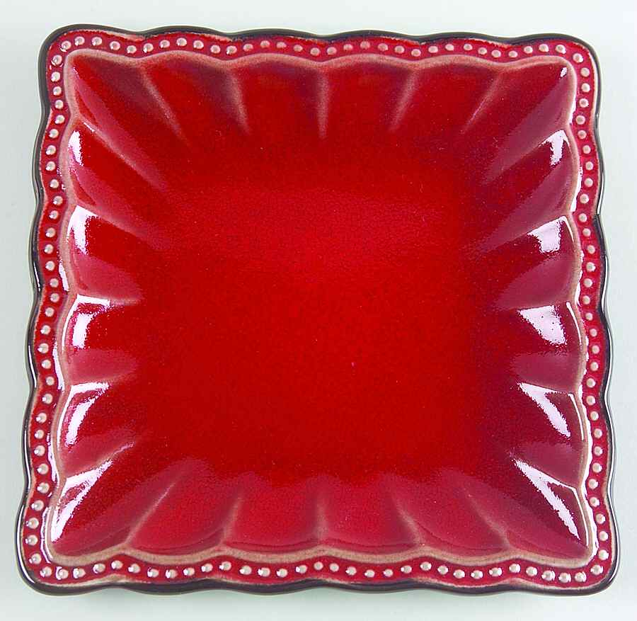 Hobnail Red (Square) Salad Plate by Roscher & Co-1
