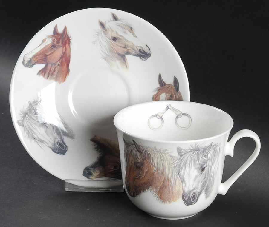 Horses Head Breakfast Cup & Saucer Set by Roy Kirkham-1