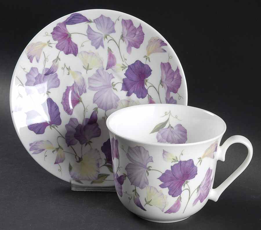 Sweet Pea Breakfast Cup & Saucer Set by Roy Kirkham-1