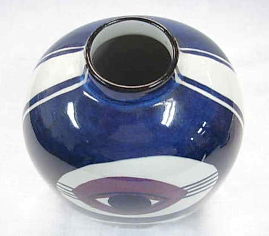 Faience Giftware Blue Faience Eyes Vase - No Box by Royal Copenhagen-1