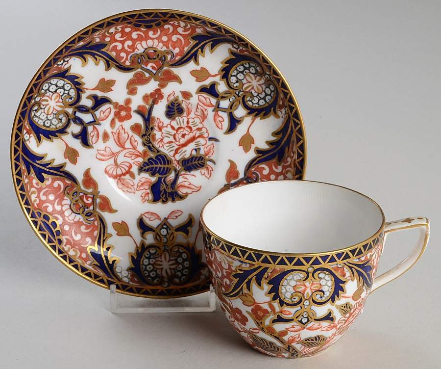 Kings (Older Backstamp) Flat Cup & Saucer Set by Royal Crown Derby-1
