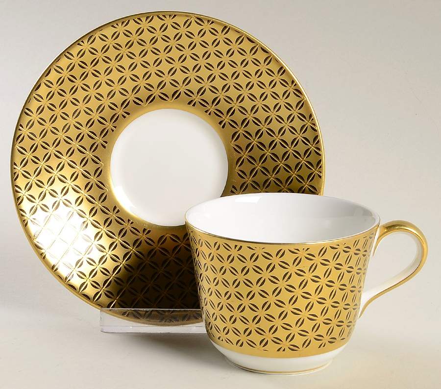 Kaleidoscope Black Flat Cup & Saucer Set by Royal Crown Derby-1