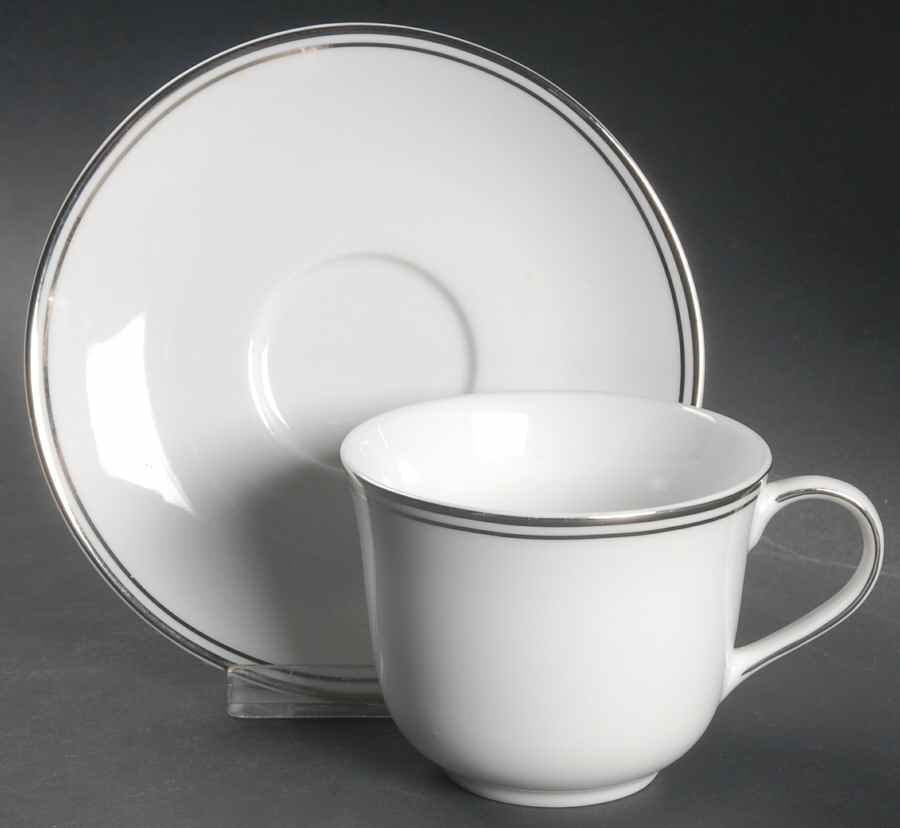 Platinum Charm Flat Cup & Saucer Set by Royal Doulton-1
