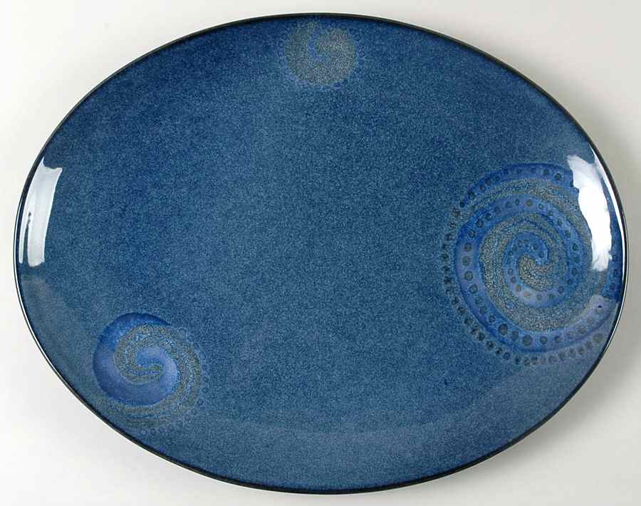Vanilla Organic Blue 16" Oval Serving Platter by Red Vanilla-1