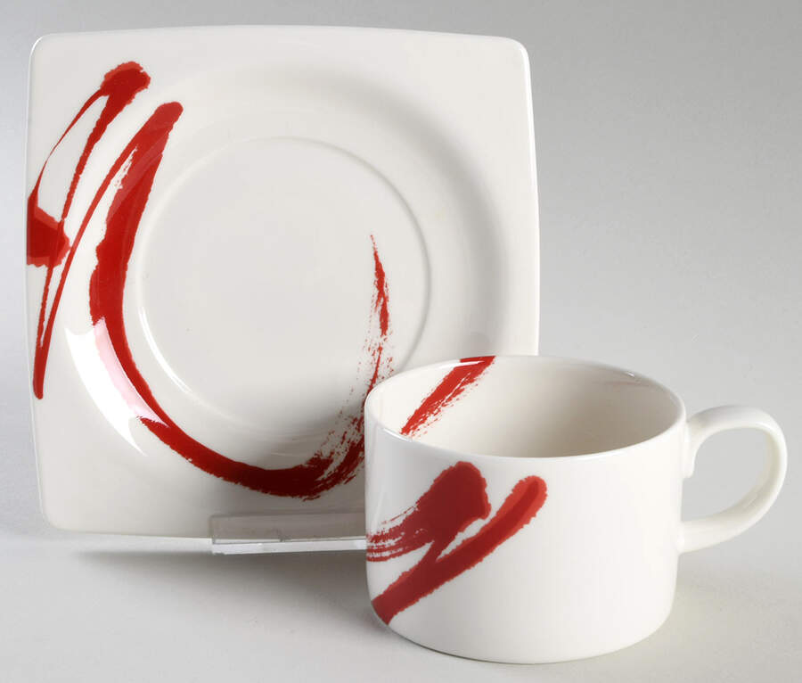 Paint It Red Flat Cup & Saucer Set by Red Vanilla-1