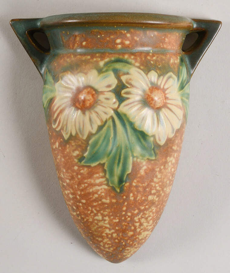 Dahlrose Terra Cotta 8" Wall Pocket Vase by Roseville-1