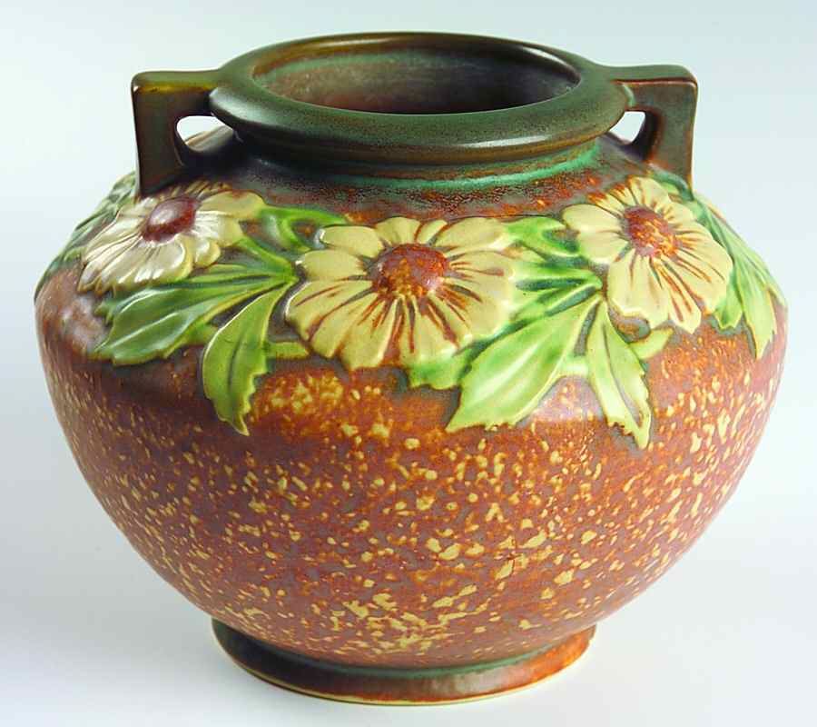 Dahlrose Terra Cotta 6" Handled Vase by Roseville-1