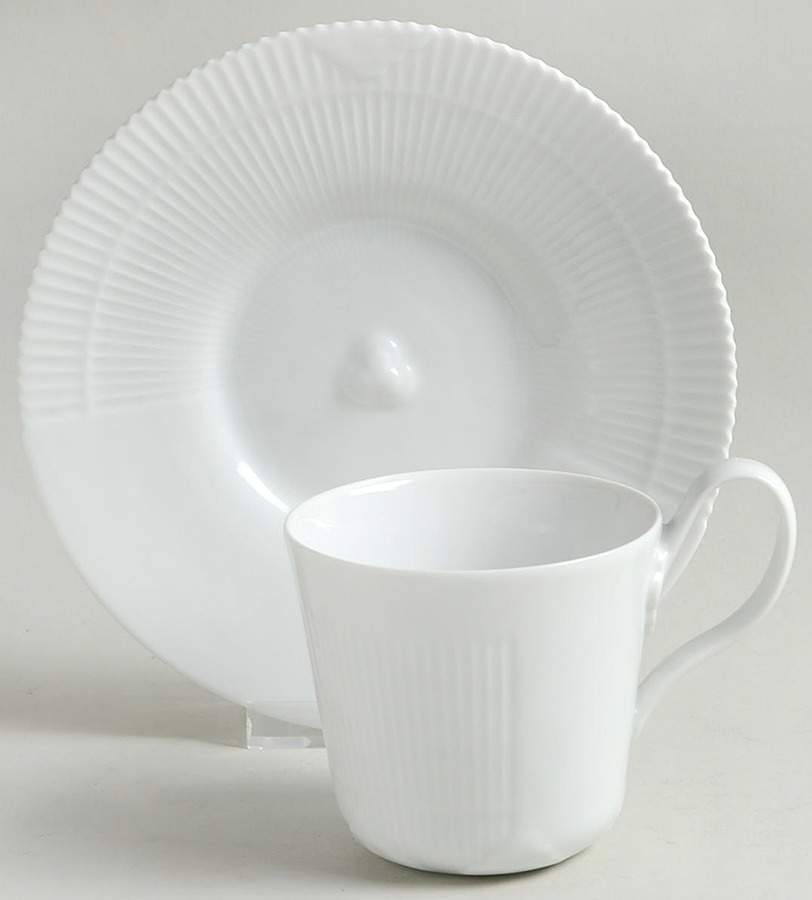 Elements White Flat Cup & Saucer Set by Royal Copenhagen-1