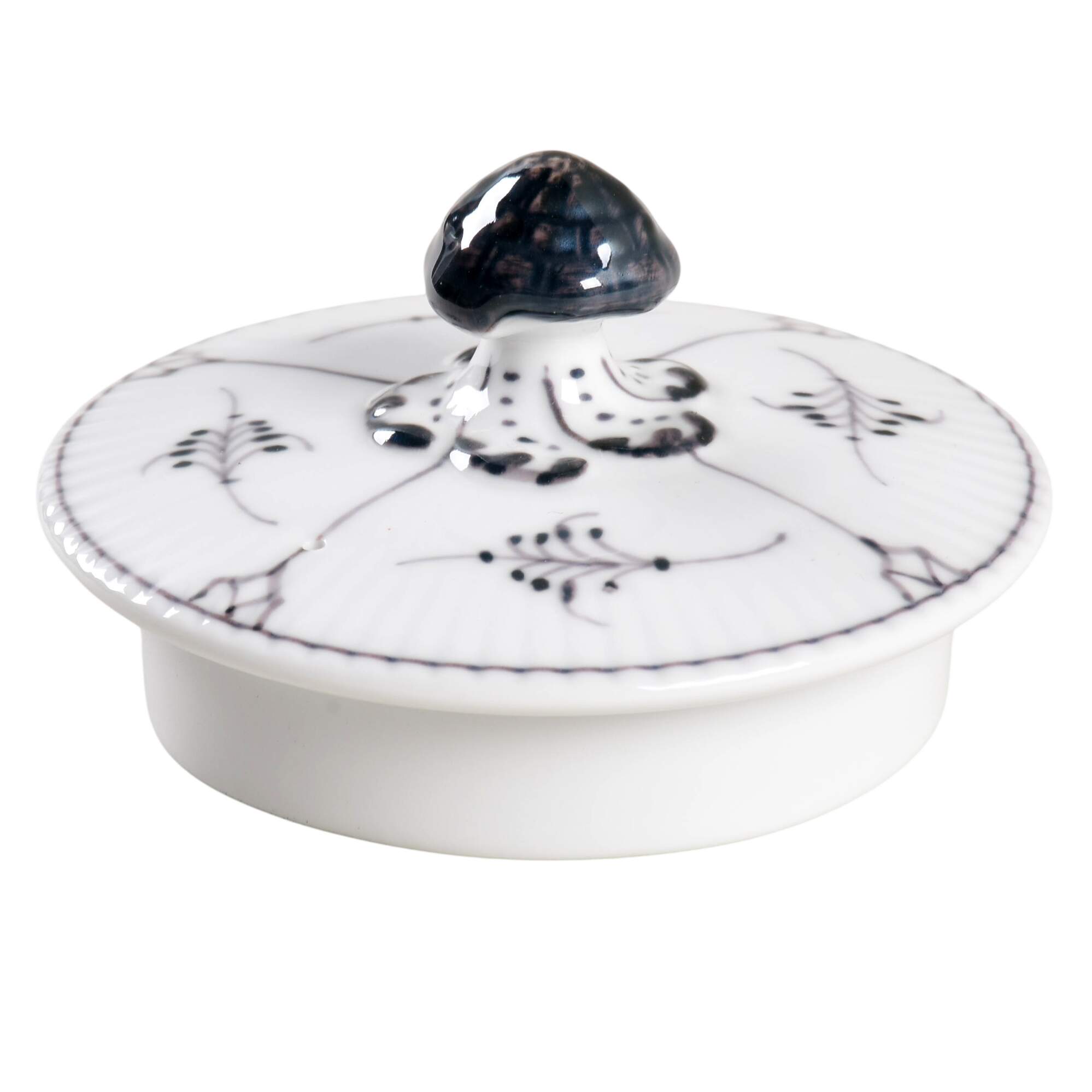 Black Fluted Half Lace Lid for Teapot by Royal Copenhagen-1
