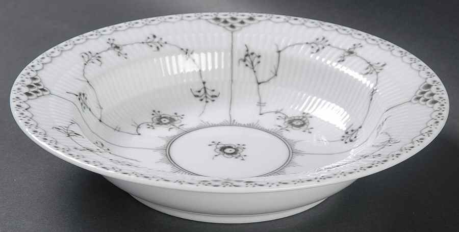 Black Fluted Half Lace Rim Soup Bowl by Royal Copenhagen-1