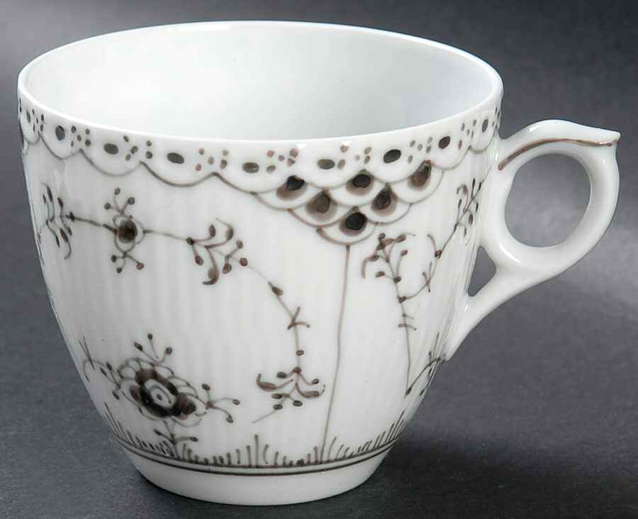 Black Fluted Half Lace Flat Cup by Royal Copenhagen-1