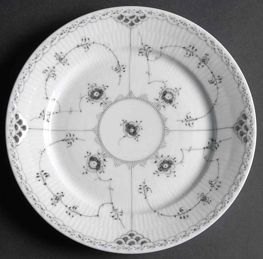 Black Fluted Half Lace Dessert Luncheon Plate by Royal Copenhagen-1