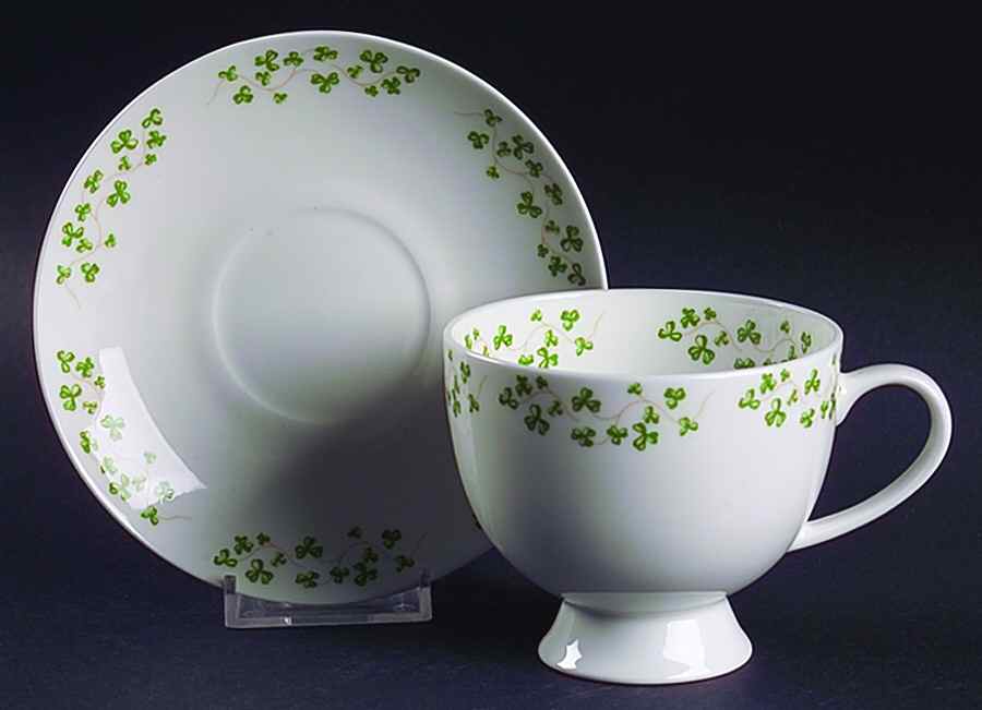 Trellis Shamrock (Century) Footed Cup & Saucer Set by Royal Tara-1