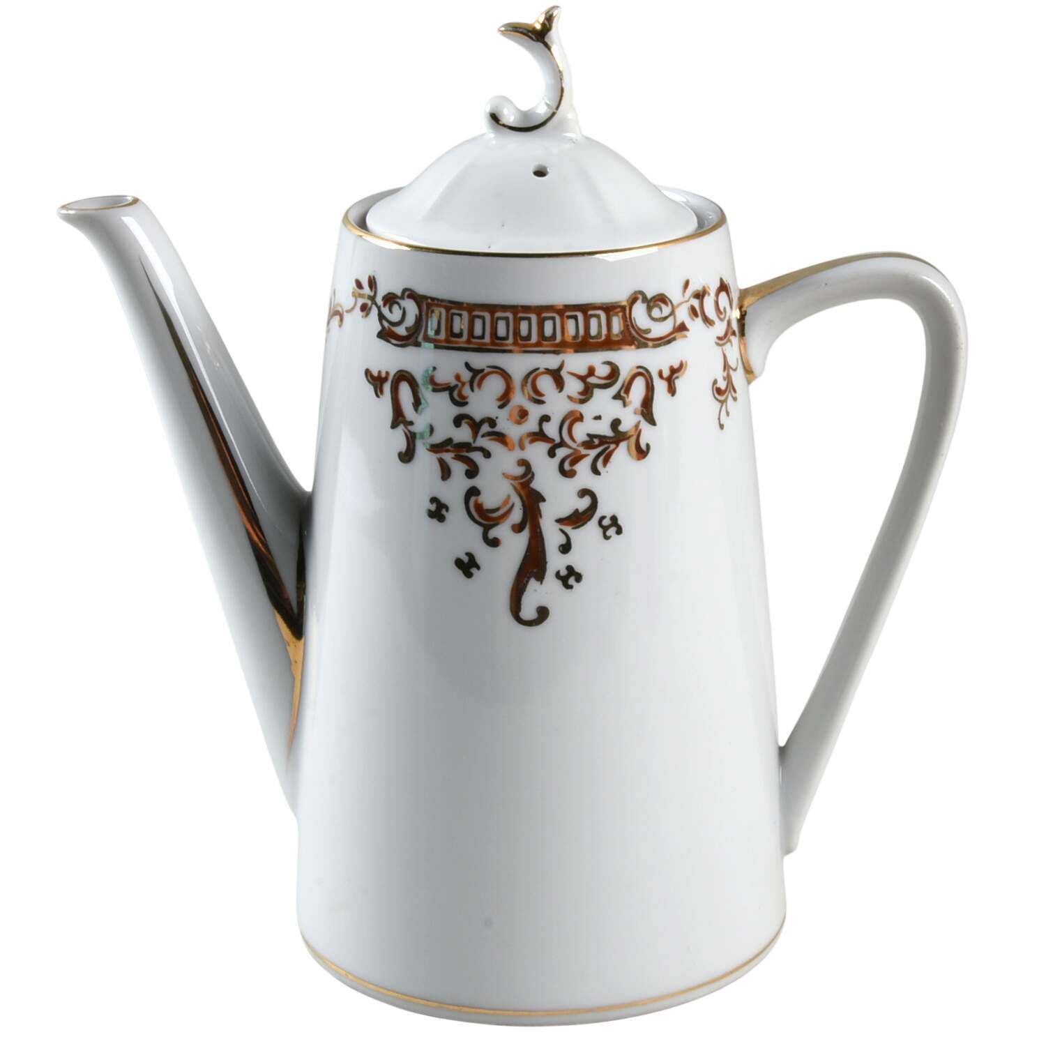 RN1 Gold and Red Coffee Pot & Lid by Renaissance-1