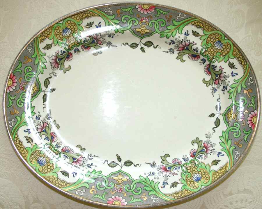 Matsumai Green and Black 13" Oval Serving Platter by Royal Doulton-1