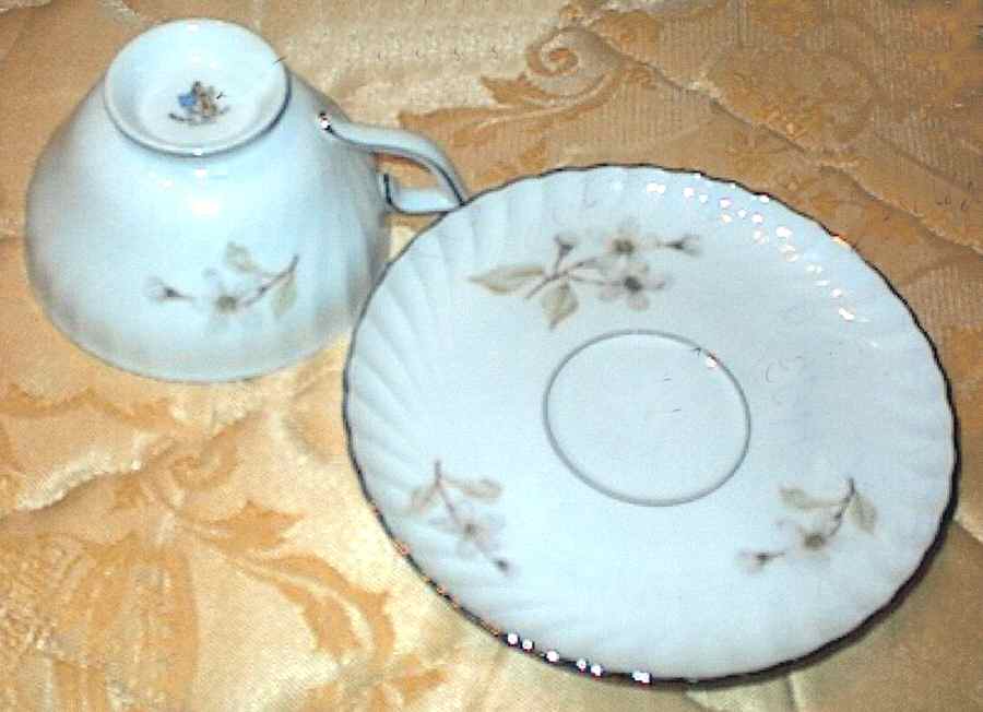 Dogwood (Gold Trim) Footed Cup & Saucer Set by Royal Tettau-1