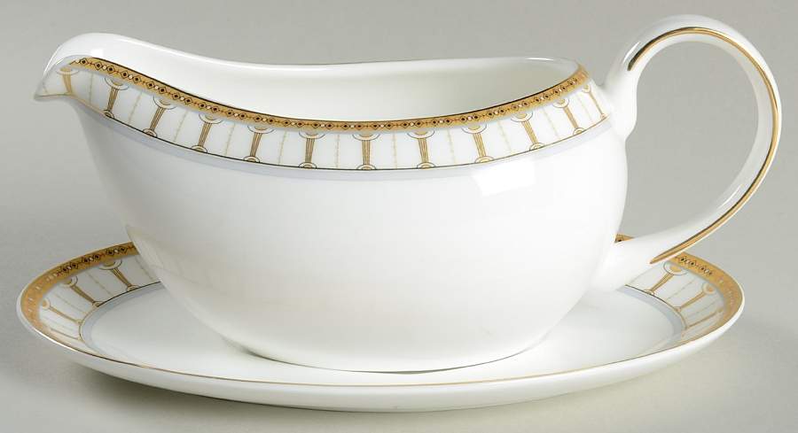 Sovereign (Gold Lines on Rim) Gravy Boat & Underplate by Royal Doulton-1