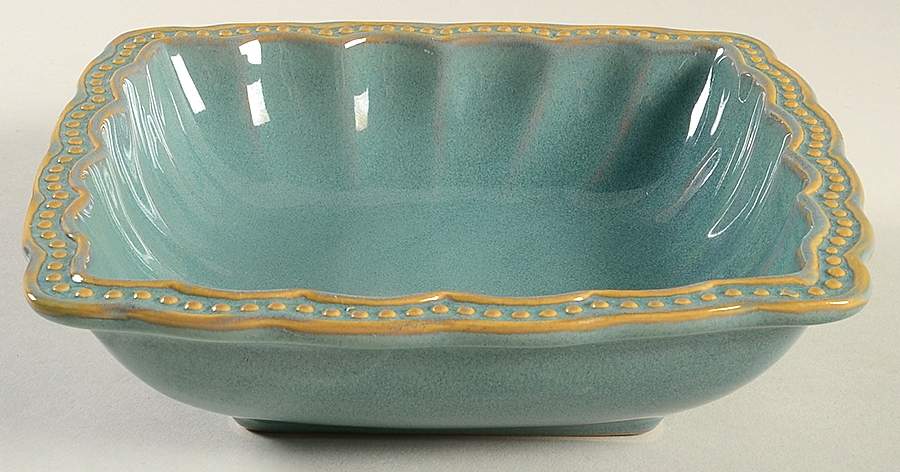 Hobnail Peacock Green (Square) Rim Soup Bowl by Roscher & Co-1