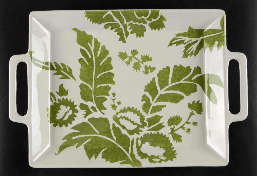 Ambiance Apple Green 18" Rectangular Handled Tray by Roscher & Co-1