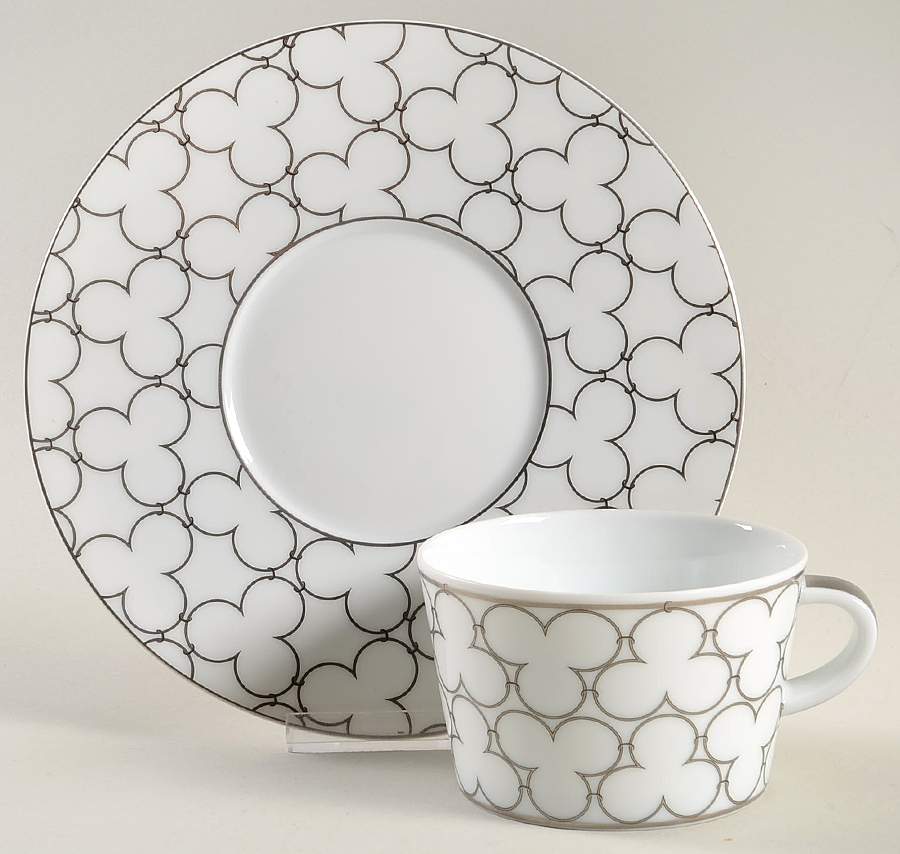 Silver Flat Cup & Saucer Set by Raynaud-1