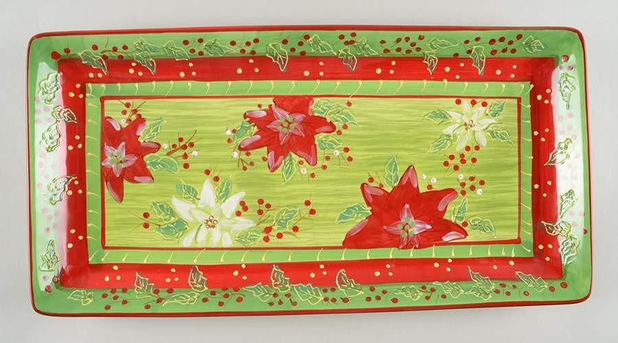 Holly Christmas 18" Rectangular Serving Platter by Romancing Provence-1