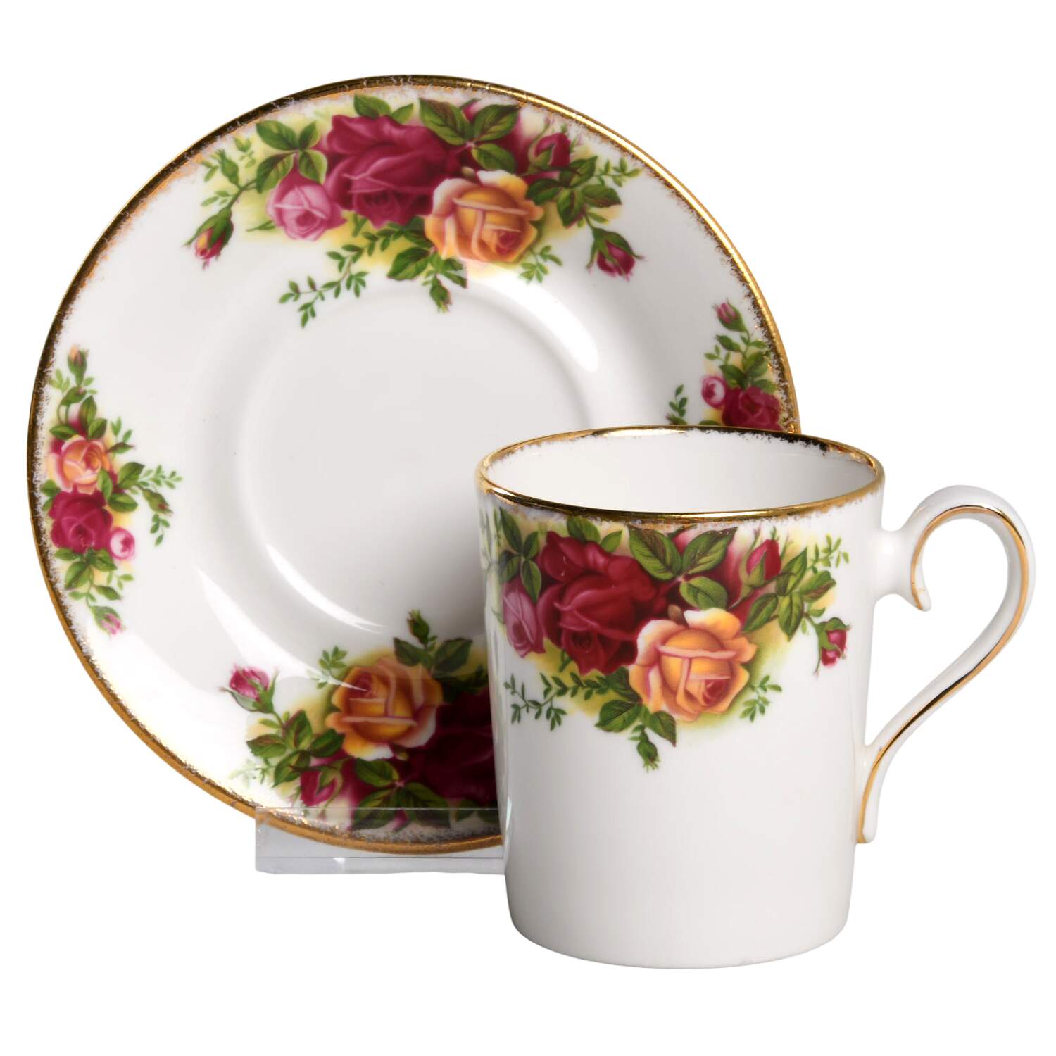 Old Country Roses (Not Fluted) Flat Demitasse Cup & Saucer Set by Royal Albert-1
