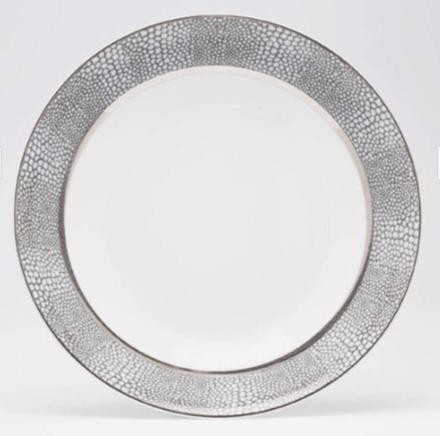 Makassar-Platinum 11" Deep Round Platter by Royal Limoges-1