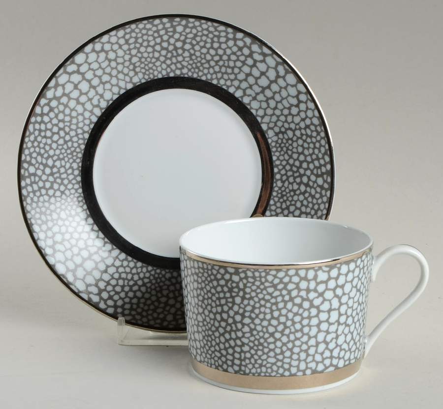 Makassar-Platinum Flat Cup & Saucer Set by Royal Limoges-1