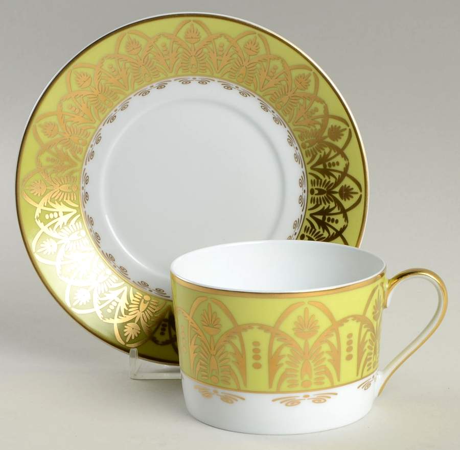 Oasis Green Flat Cup & Saucer Set by Royal Limoges-1