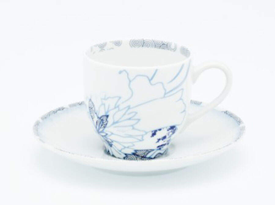 Reve Bleu Flat Demitasse Cup & Saucer Set by Royal Limoges-1